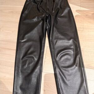 Abercrombie & Fitch Women's Black Leather Ankle High Pants